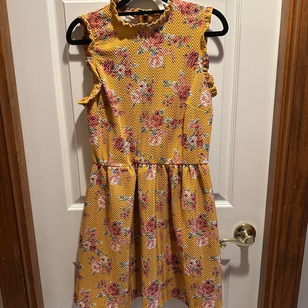 Xhilaration Yellow Floral Midi Dress
